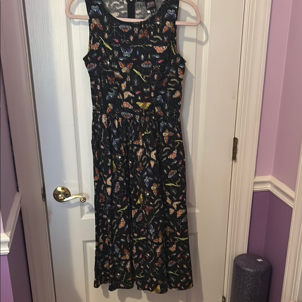 Retrolicious Insect Black Sleeveless Dress with Pockets